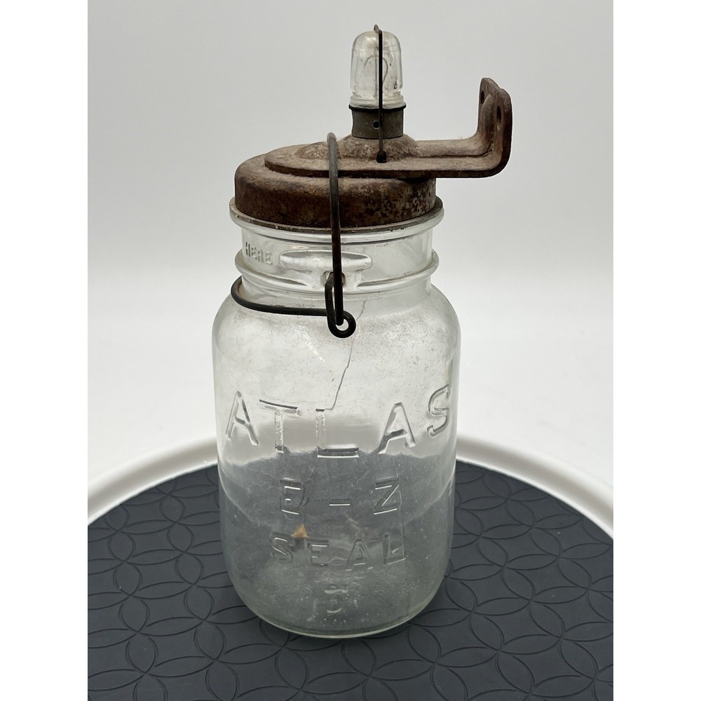 Antique White Automotive Products Atlas E-Z Seal Mason Jar Utility Wall Light - Picture 2 of 16